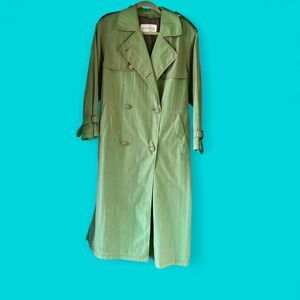 JONES NEW YORK vintage duochrome iridescent green & purple belted trench coat L